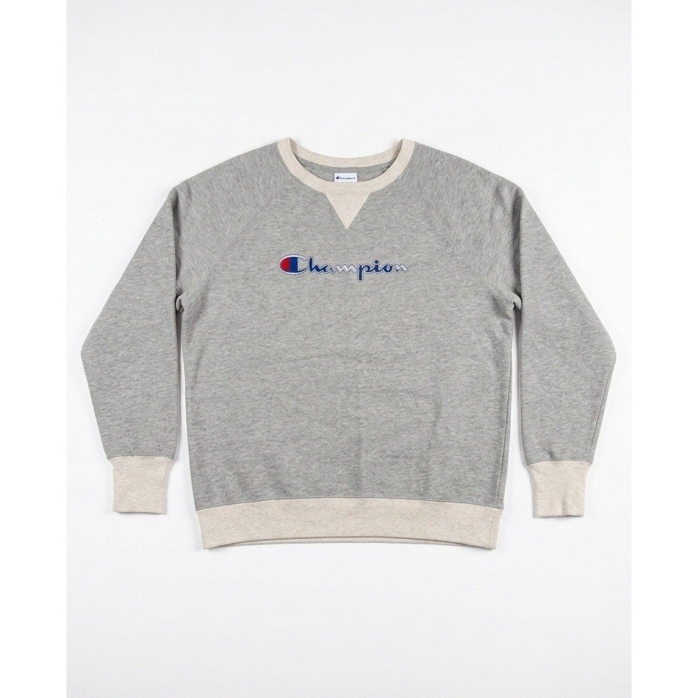 Champion Men's Crewneck Sweatshirt Large L Heather Ash Gray Pullover Fleece